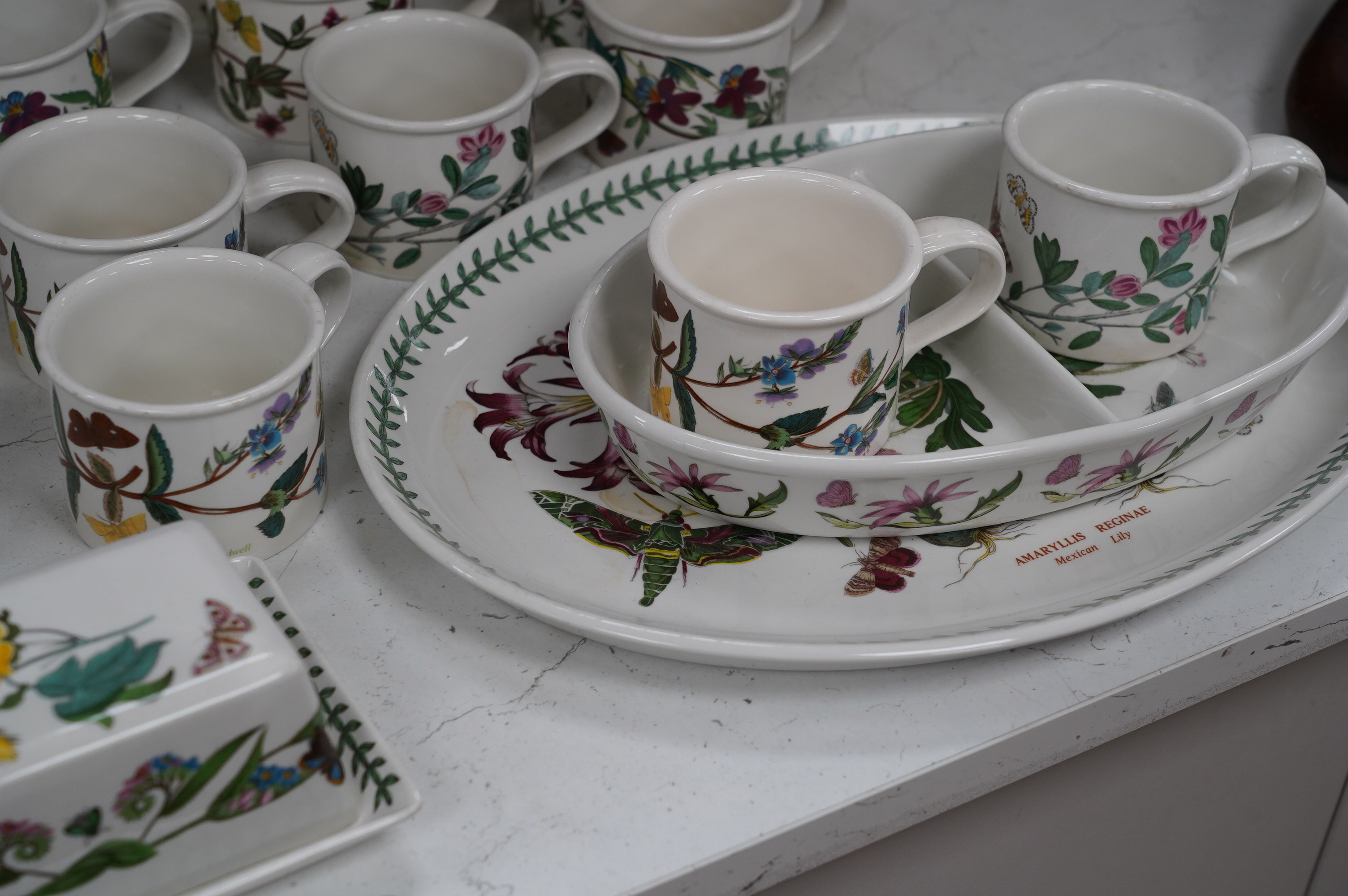 A mixed quantity of Portmeirion Botanic Garden tea, coffee and dinner wares, including a teapot, jugs, cups, plates, dishes, Jardene, etc. Condition - fair to good